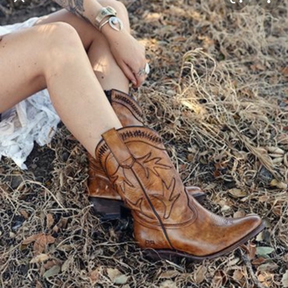 BED|STU Free People Cobbler Series tan glaze western cowboy Riding boots 6.5